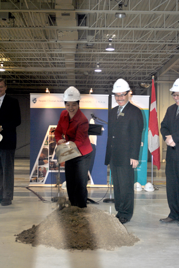 Carol Lam, Markham Councillor Ho, Rev. Joe Chan -- Christian School in Markham Sod-Turning Ceremony